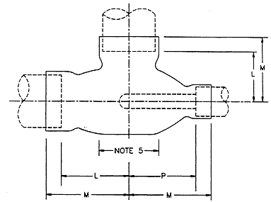 Angle thermowell tee dimensions for belled-end fittings